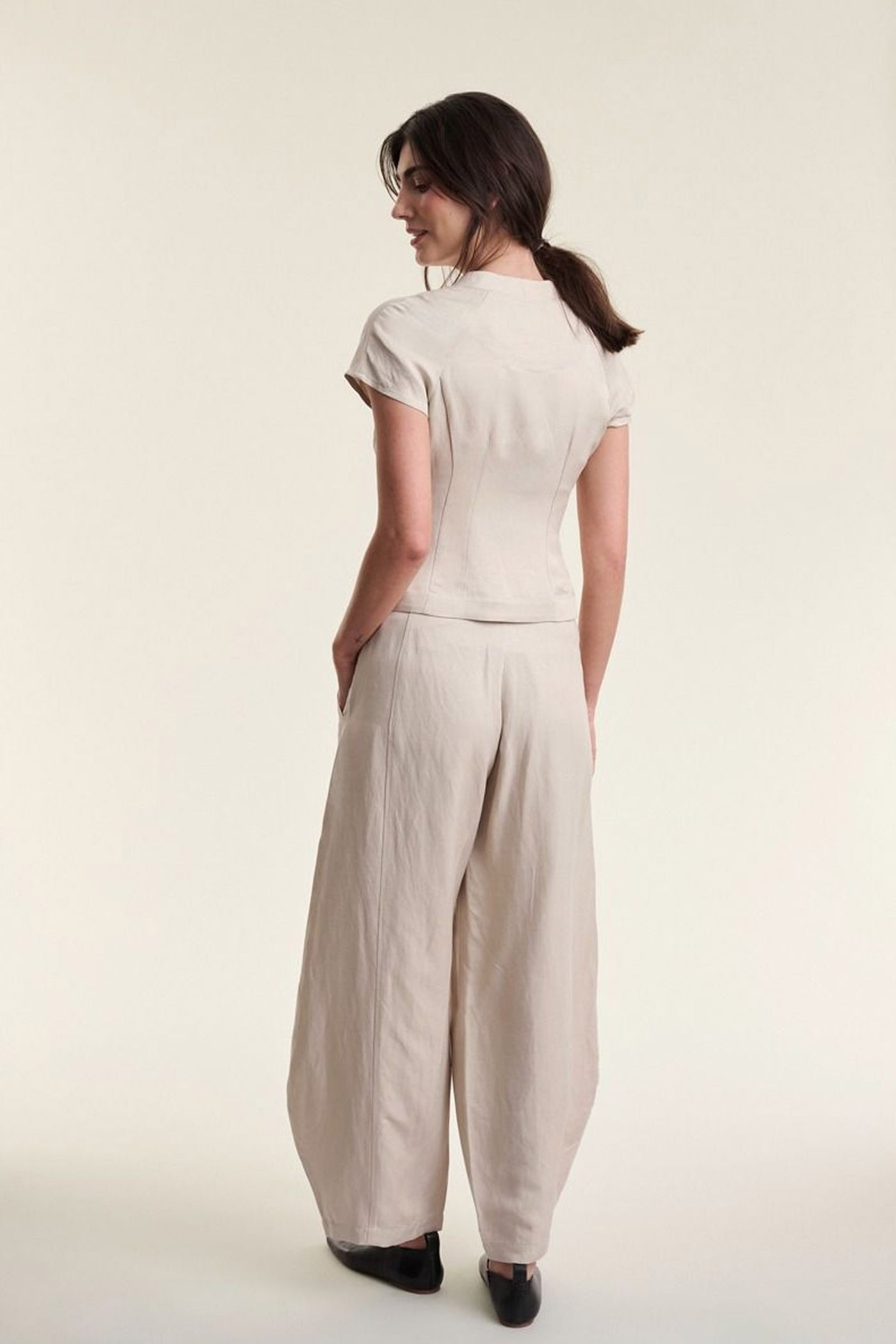 Sukosu kortærmet  bluse IVORY - 263-2474-5774
