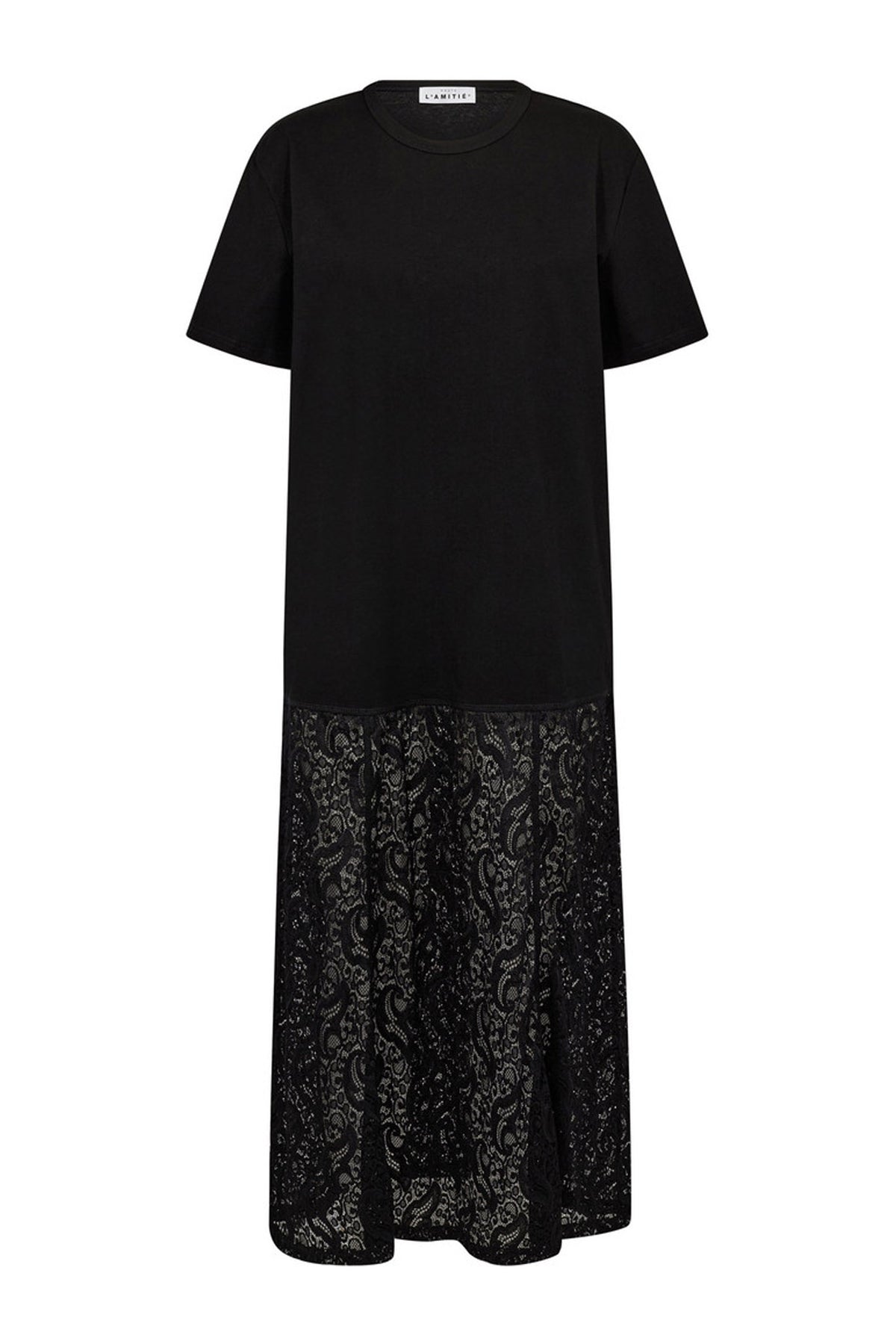 Summer Lace Ss Tee Dress Black - HL10644