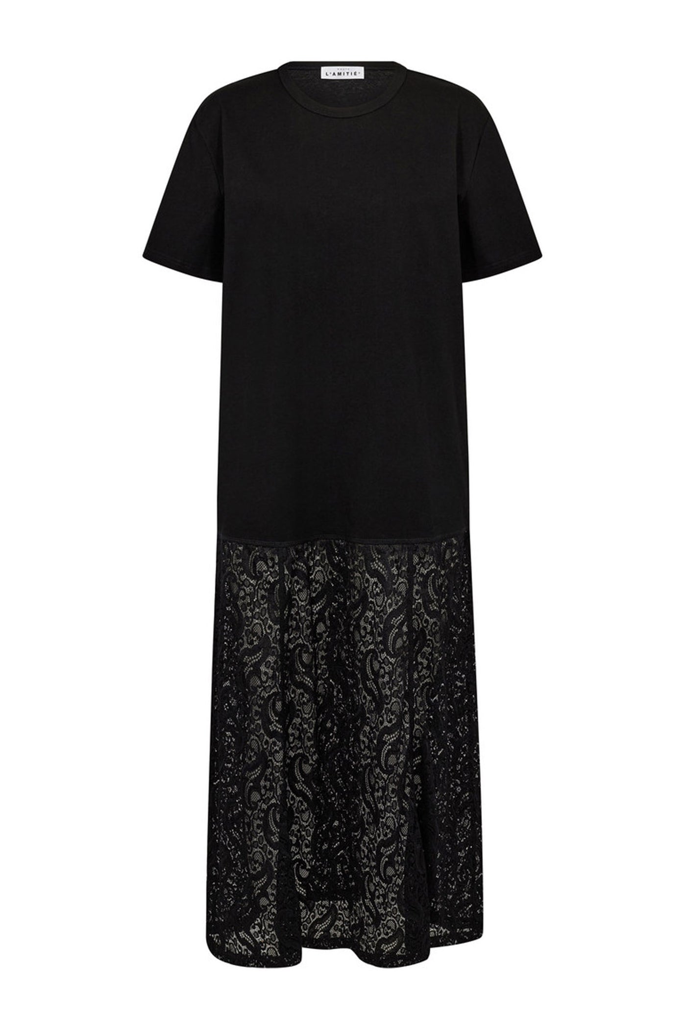 Summer Lace Ss Tee Dress Black - HL10644