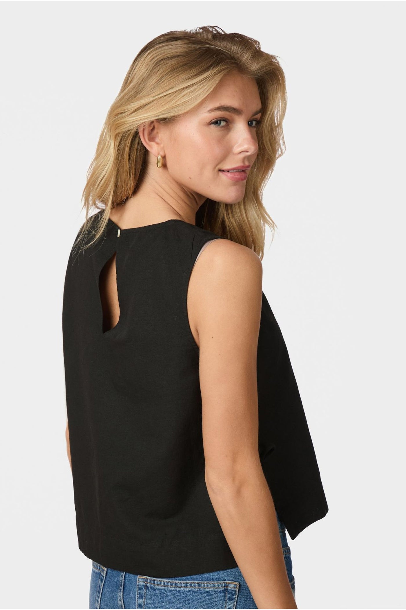 Svetlana Linen Top Black - 159947