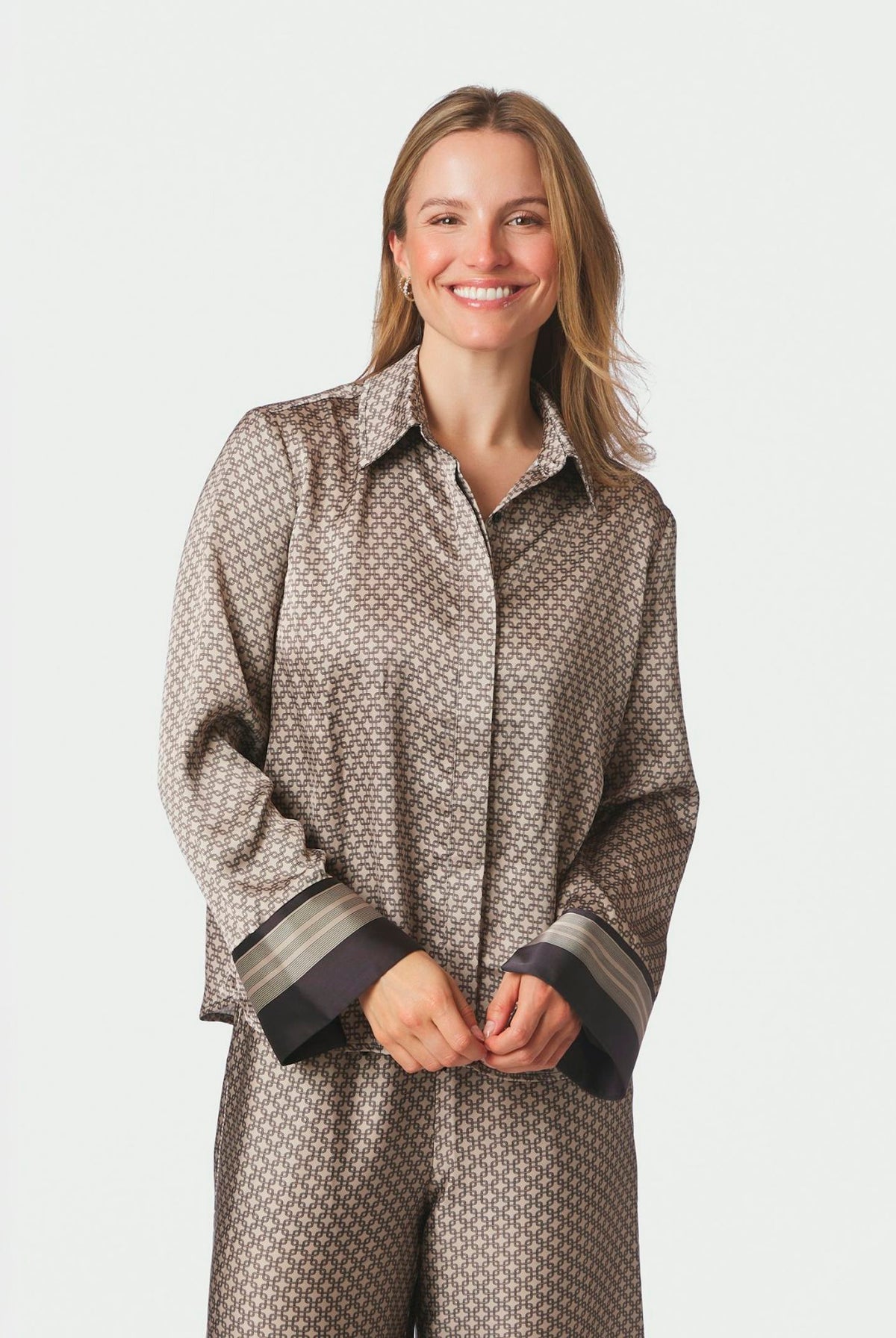Mistan Pattern Shirt Beige - 170075