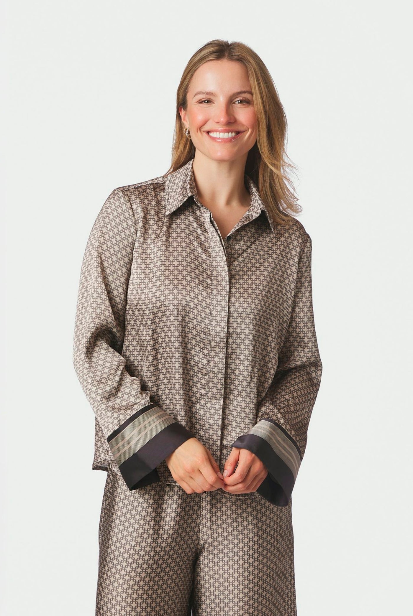 Mistan Pattern Shirt Beige - 170075