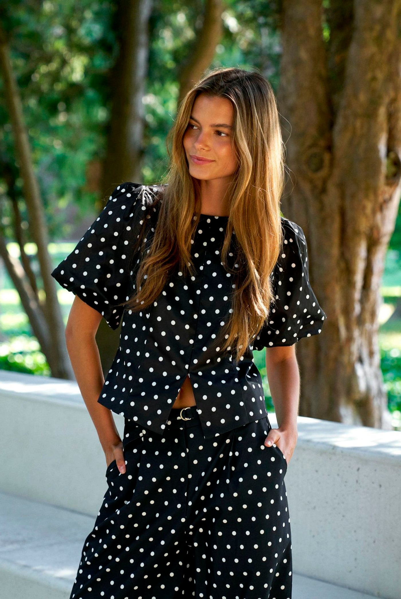 Anela Dot Blouse Black - 167821