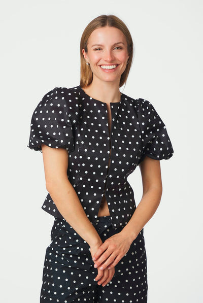 Anela Dot Blouse Black - 167821 Thumbnail