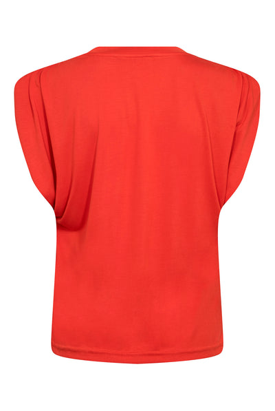 CamillaCC Ruched Shoulder Tee 66-Flame - 43033 Thumbnail