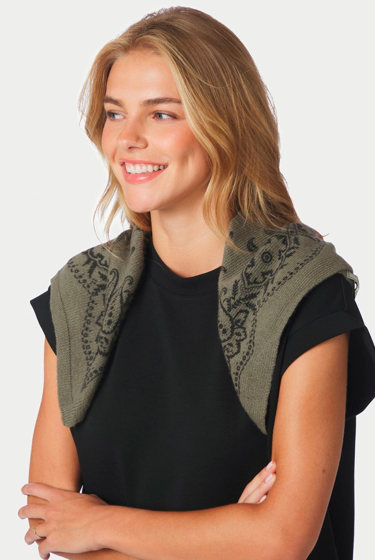 Adelina Paisley Knit Scarf ARMY - 169506