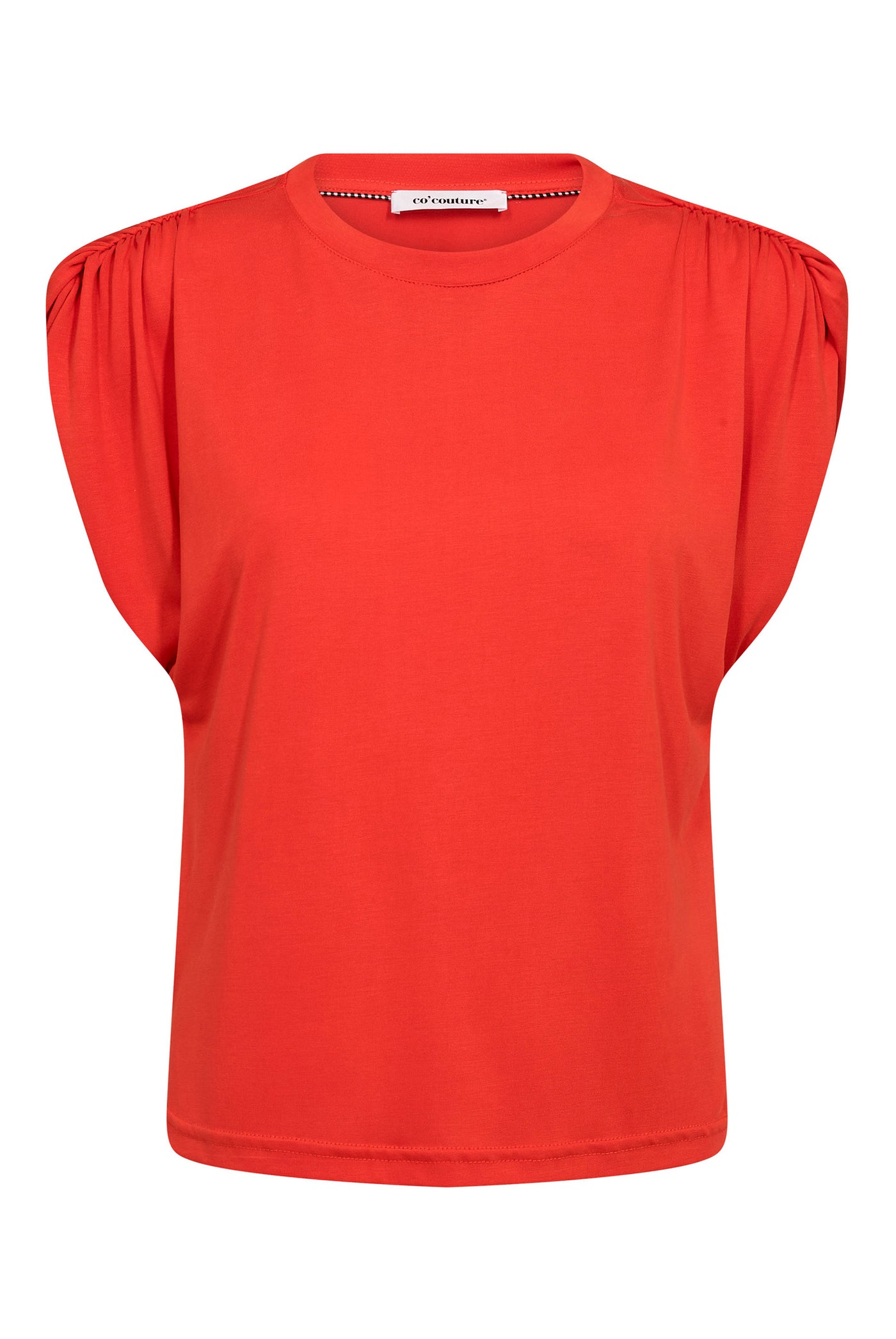 CamillaCC Ruched Shoulder Tee 66-Flame - 43033
