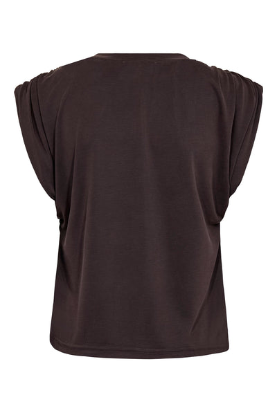CamillaCC Ruched Shoulder Tee 140-Dark Grey - 43033 Thumbnail