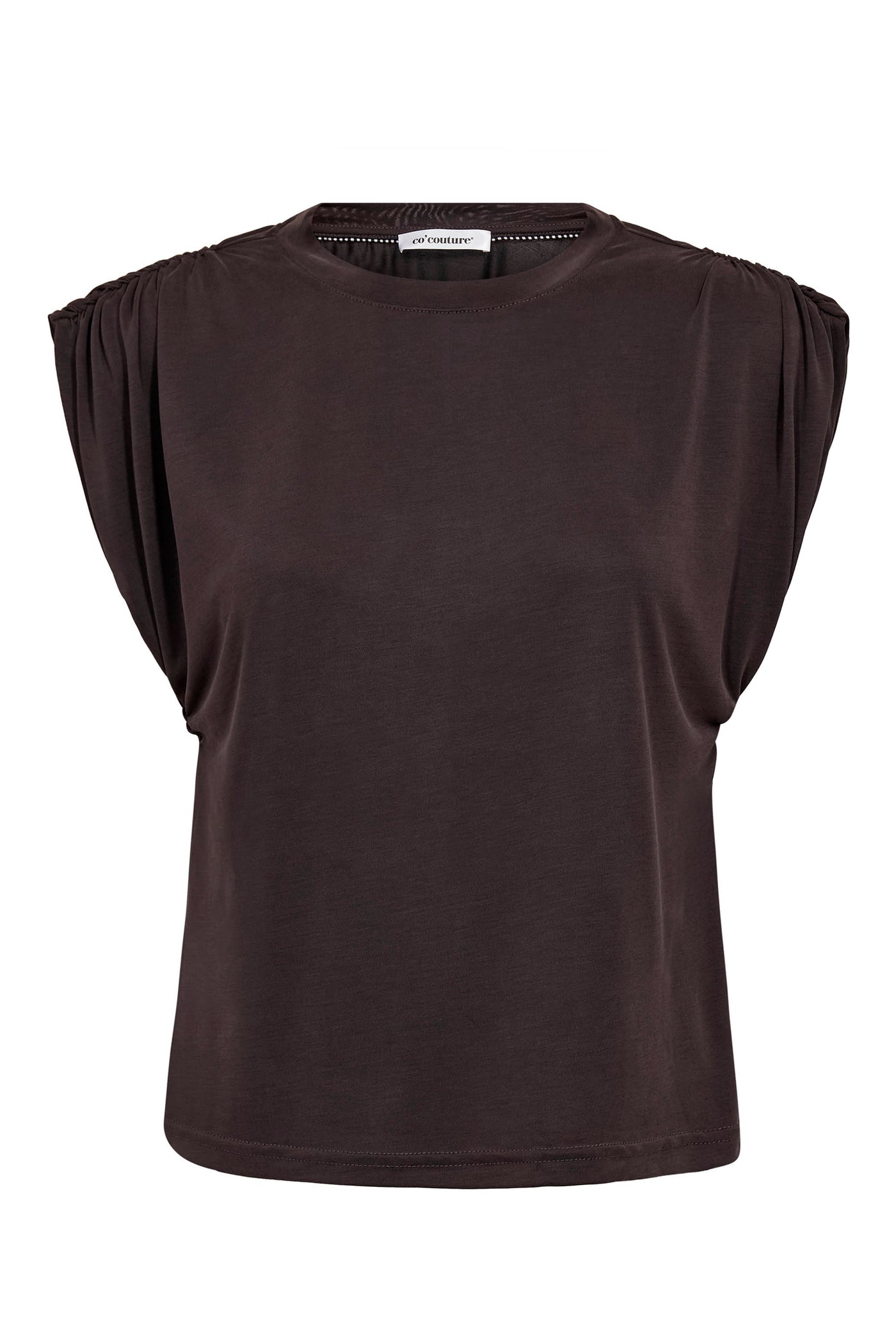 CamillaCC Ruched Shoulder Tee 140-Dark Grey - 43033