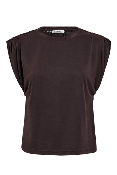 CamillaCC Ruched Shoulder Tee 140-Dark Grey - 43033 Thumbnail