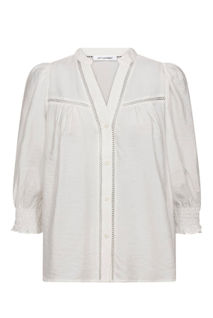 CallumCC Lace Puff V-Shirt 4000-White - 45173