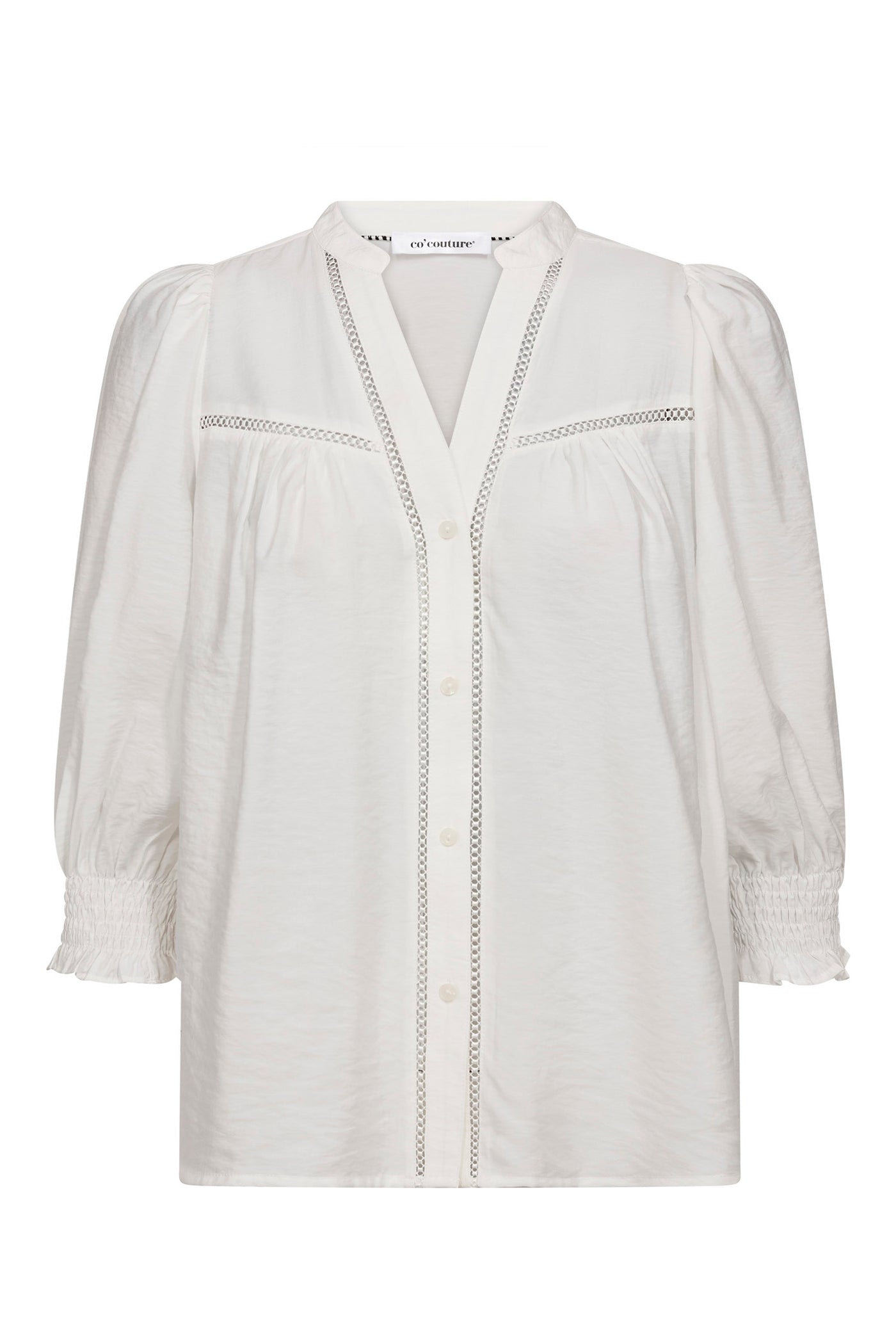CallumCC Lace Puff V-Shirt 4000-White - 45173