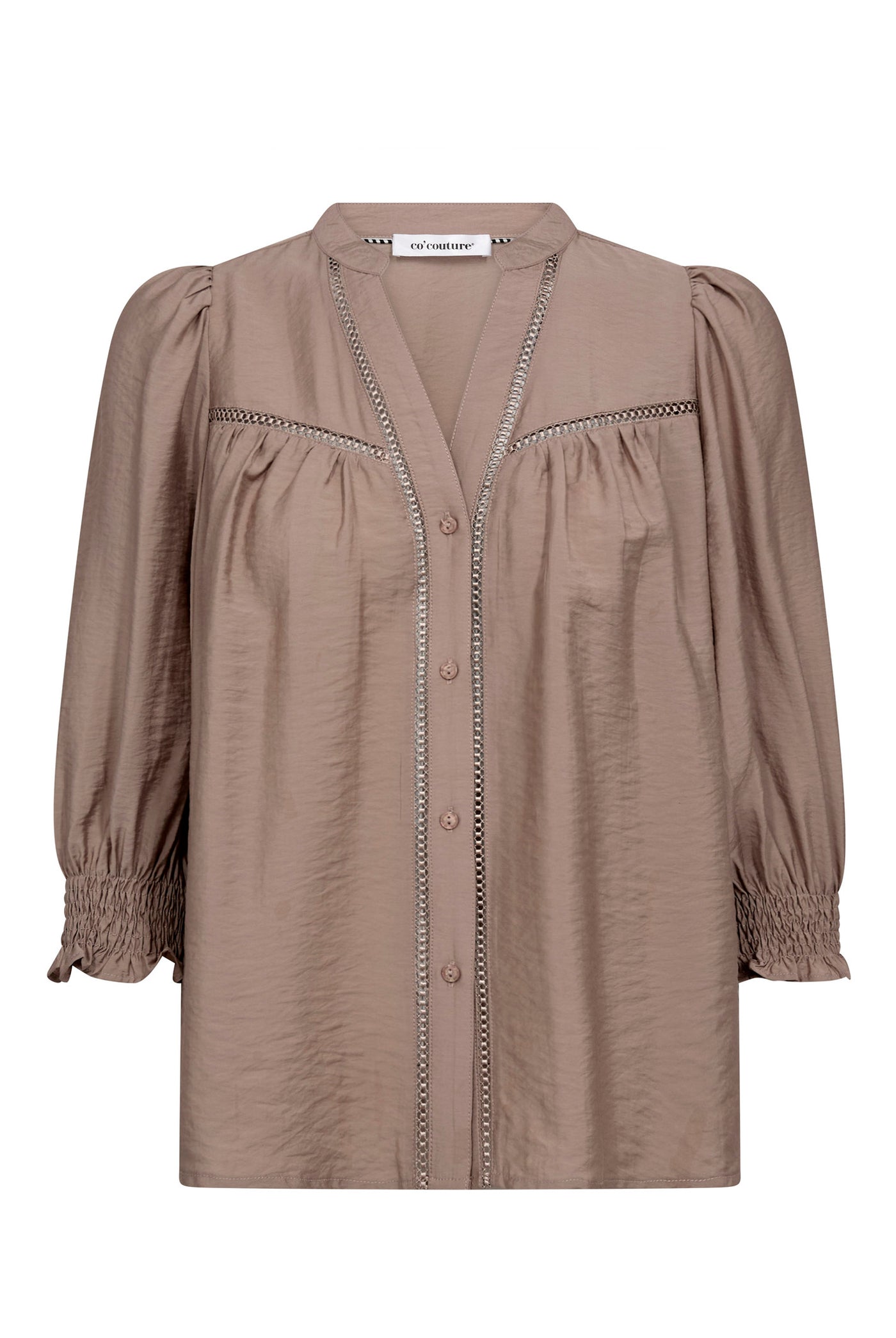 CallumCC Lace Puff V-Shirt 2006-Taupe - 45173