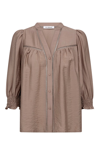 CallumCC Lace Puff V-Shirt 2006-Taupe - 45173 Thumbnail