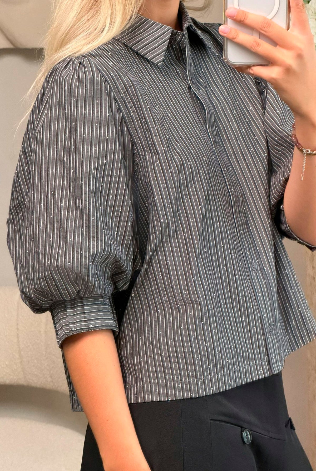 Etta Stripe B Shirt DARK GREY - 169544