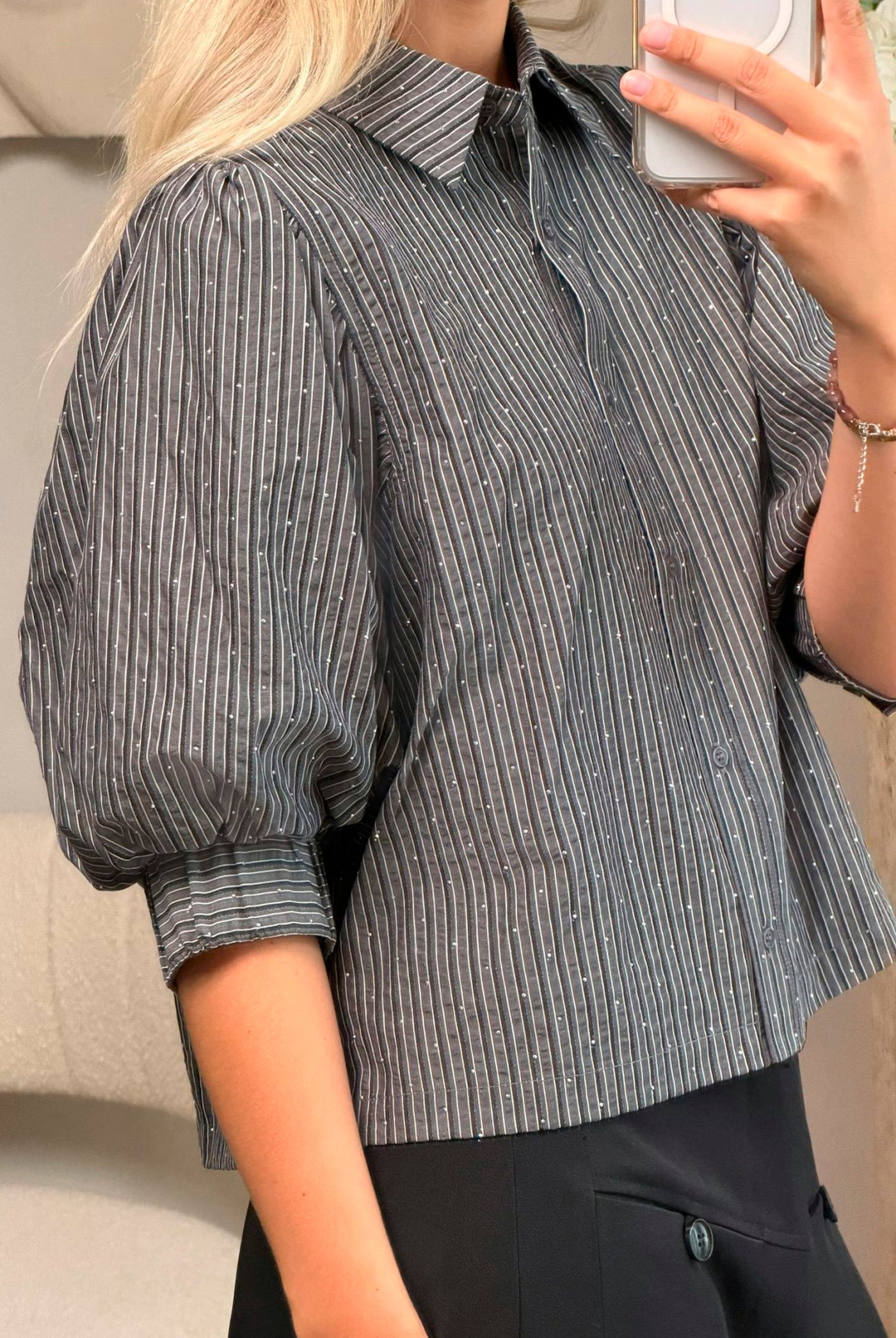 Etta Stripe B Shirt DARK GREY - 169544