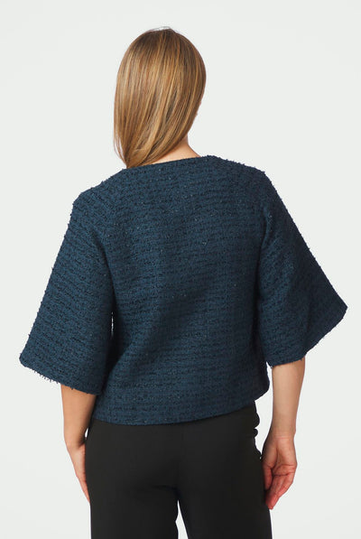 Rosella Boucle Mini Jacket Navy - 166488 Thumbnail