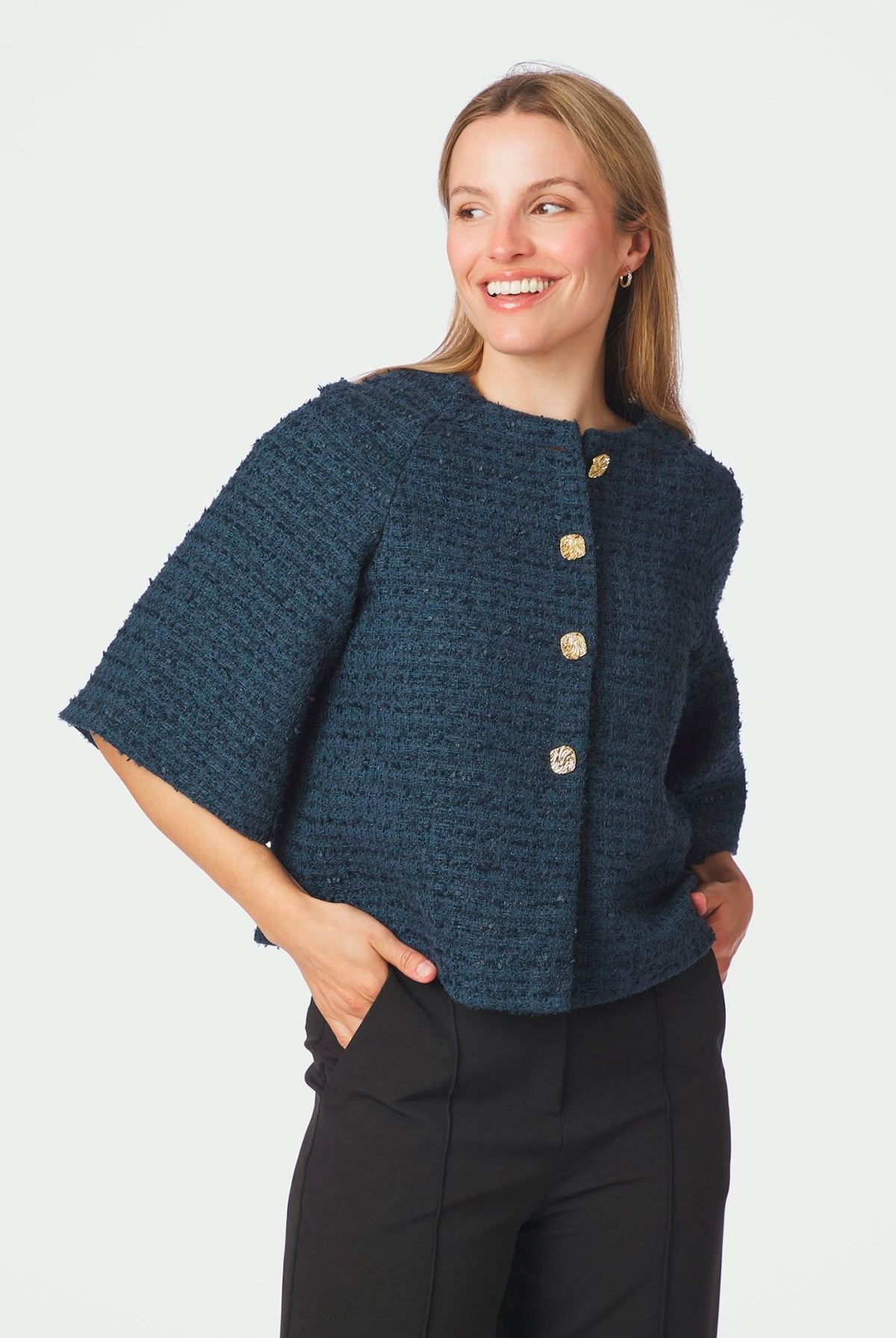 Rosella Boucle Mini Jacket Navy - 166488