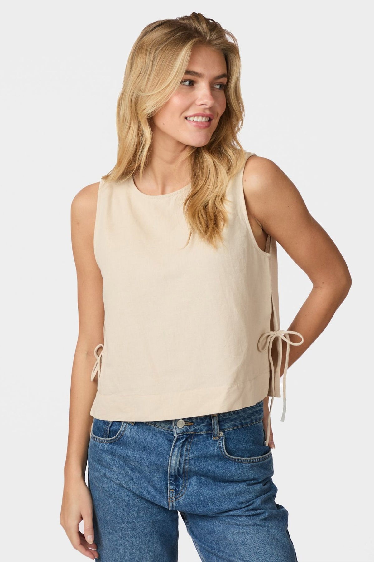 Svetlana Linen Top SAND - 159947