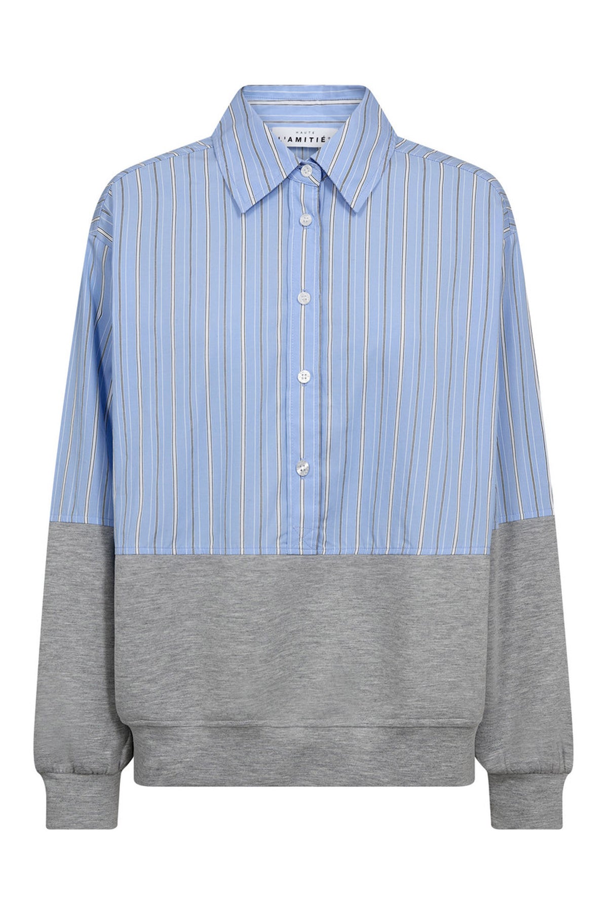 Sweat Mix Blue Stripe Shirt Pale Blue/ Grey Melangé - HL10460