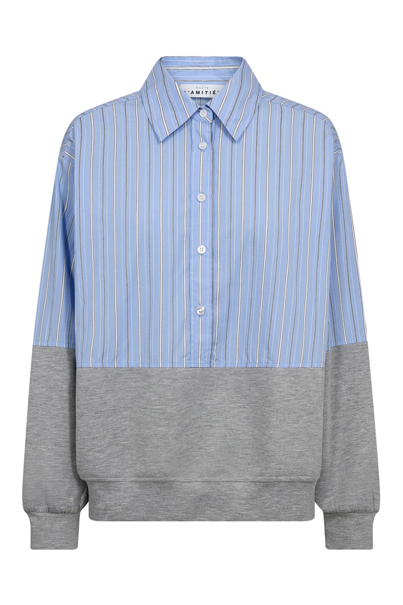 Sweat Mix Blue Stripe Shirt Pale Blue/ Grey Melangé - HL10460