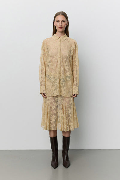 Sylvinesw Distressed Lace Shir SAND - S263295 Thumbnail