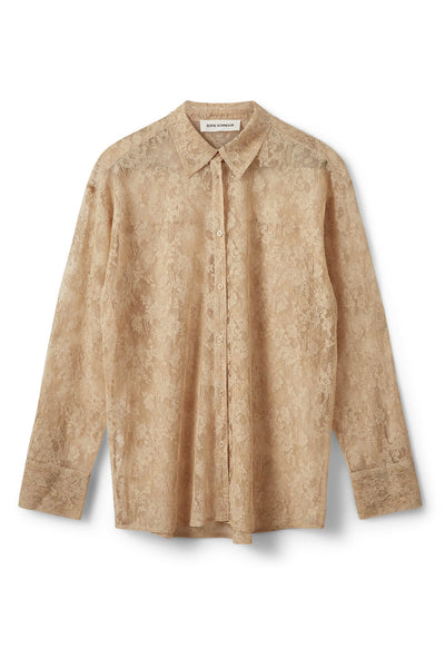 Sylvinesw Distressed Lace Shir SAND - S263295 Thumbnail