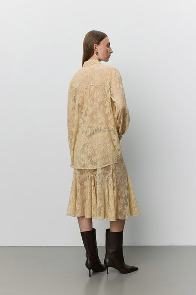 Sylvinesw Distressed Lace Shir SAND - S263295 Thumbnail