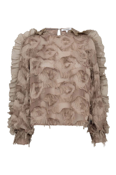 SyraCC Structure Blouse 154-Walnut - 35978 Thumbnail