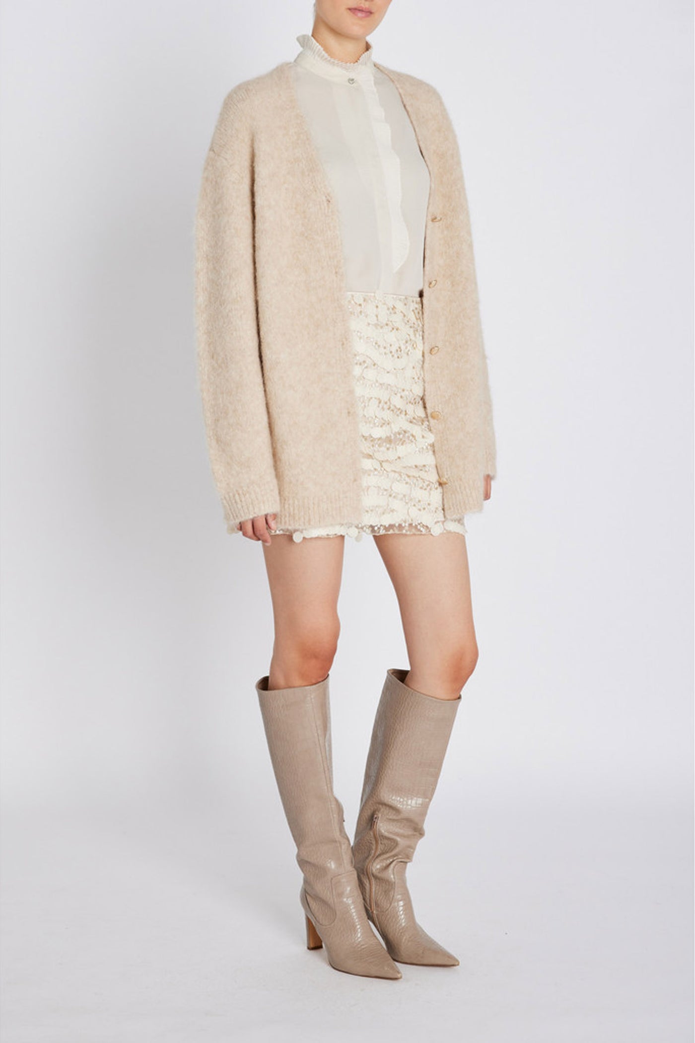 SyringabrushedBBVerna knit car Beige - BBW4607