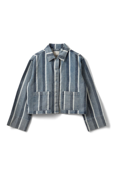 TAZASW STRIPED DENIM JACKET 5127 Blue&White Denim Stripe - S262275 Thumbnail