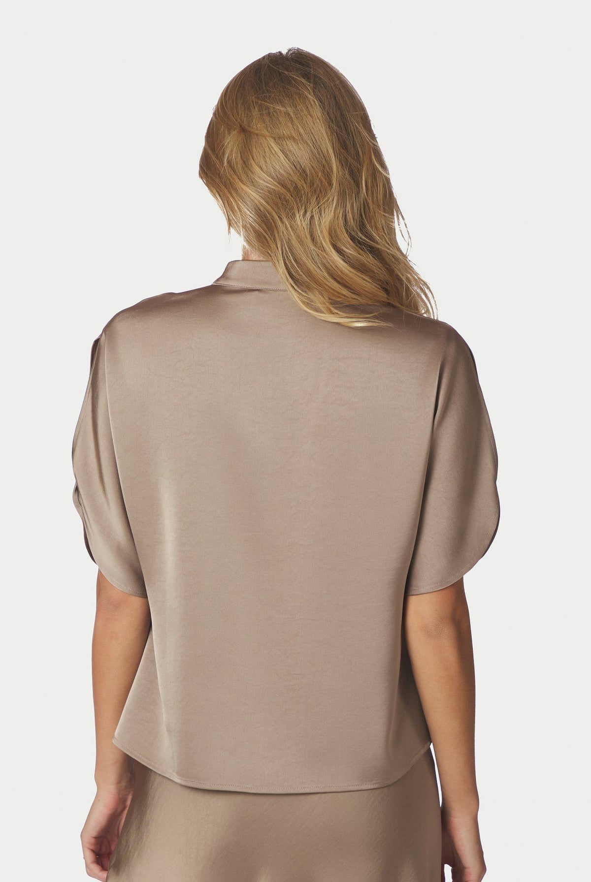 Anelle Heavy Sateen Blouse DARK TAUPE - 168286