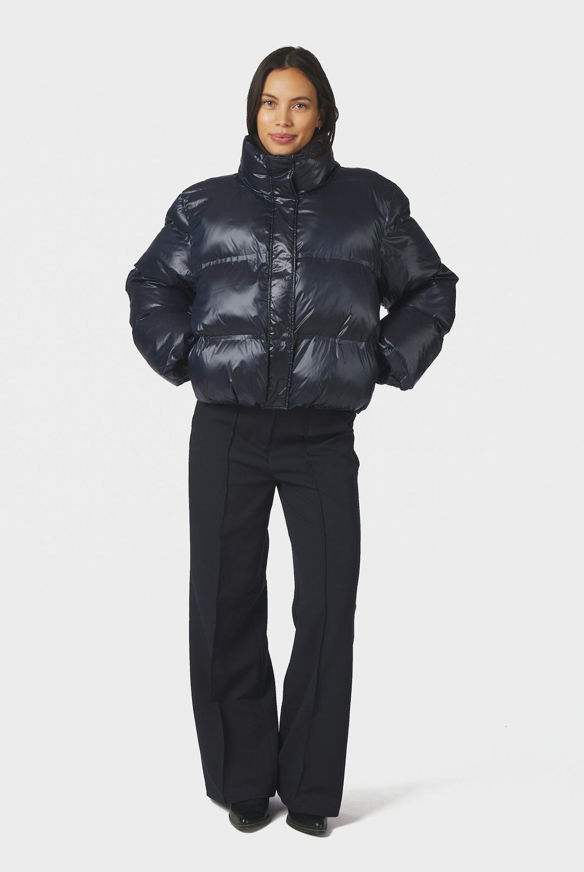 Rhea Shiny Puffer Jacket Navy - 165094