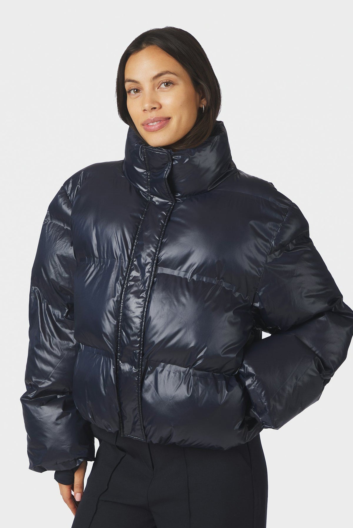 Rhea Shiny Puffer Jacket Navy - 165094