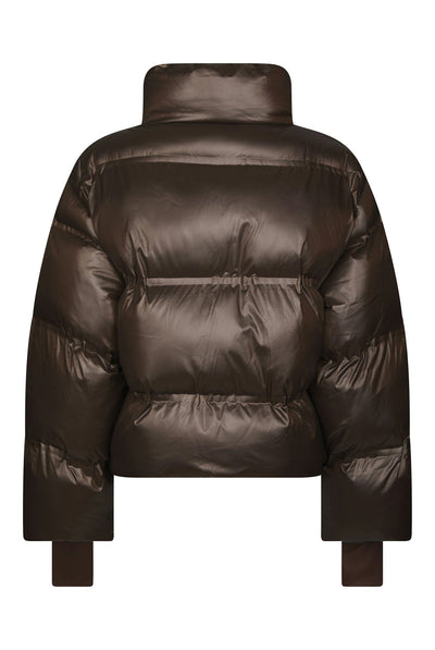 Rhea Shiny Puffer Jacket Chocolate Brown - 165094 Thumbnail