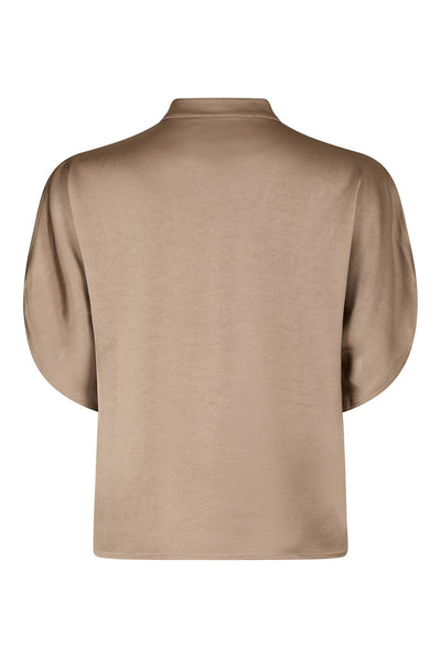 Anelle Heavy Sateen Blouse DARK TAUPE - 168286 Thumbnail