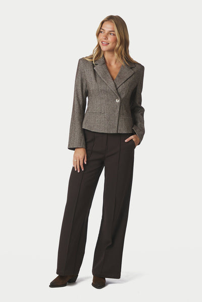 Valia Herringbone S Blazer Dark brown - 168314 Thumbnail