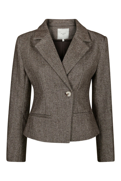 Valia Herringbone S Blazer Dark brown - 168314 Thumbnail