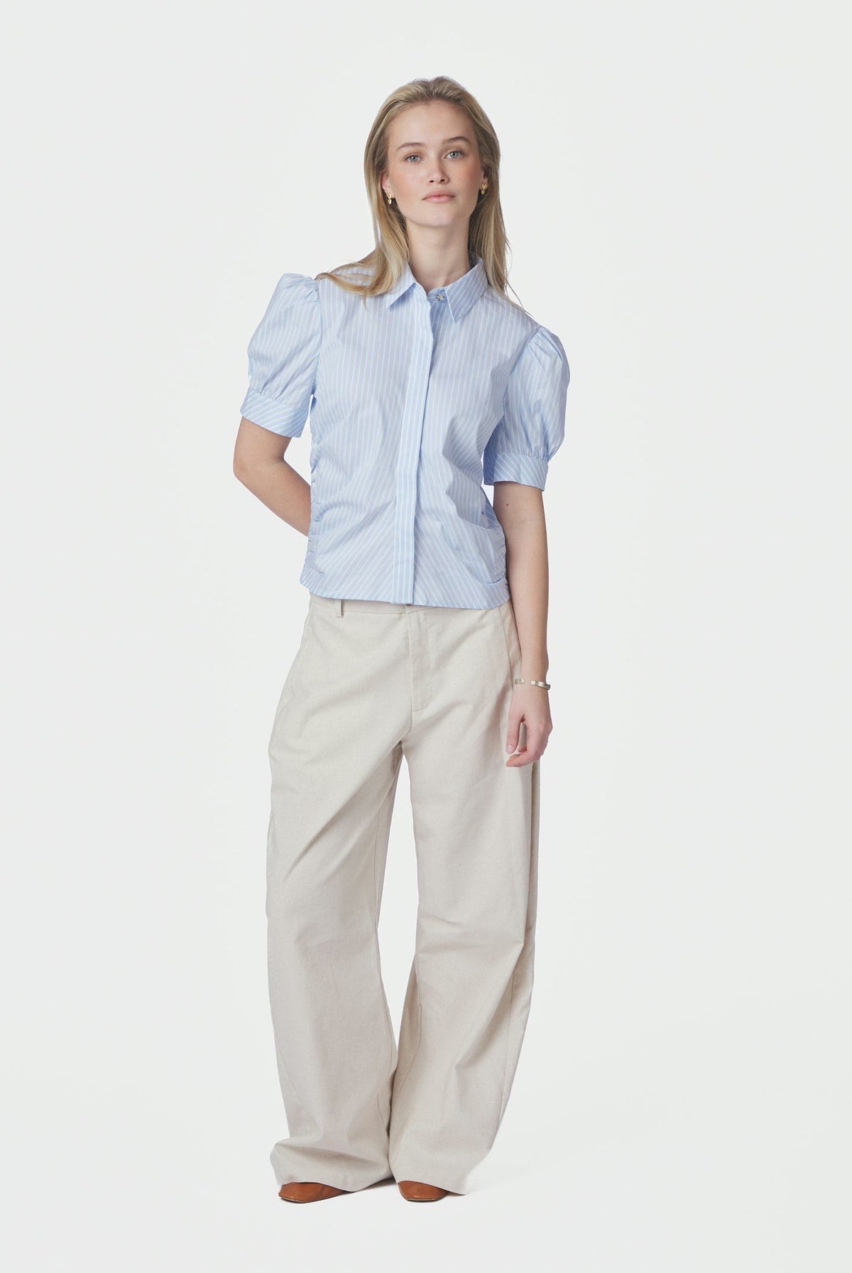Frannie Soft Stripe Shirt Light Blue - 169738