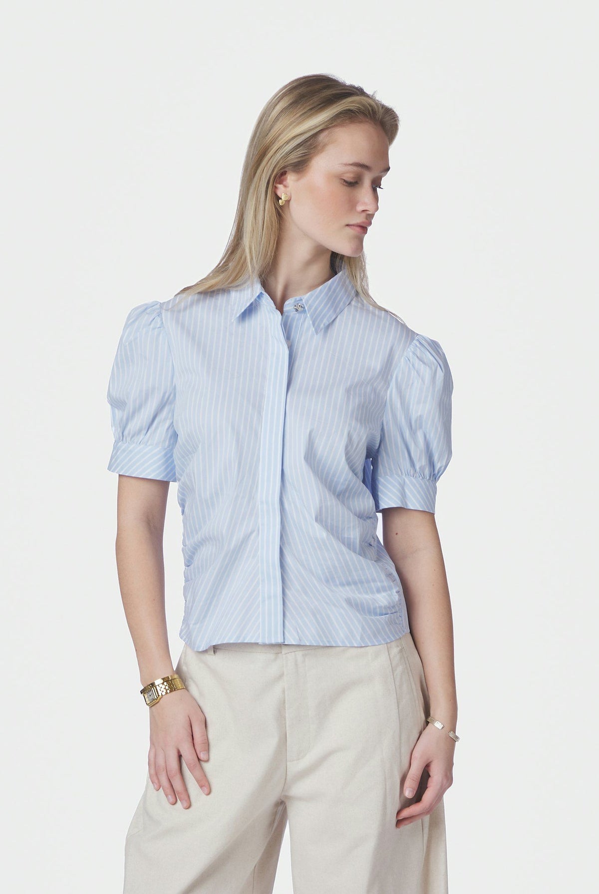 Frannie Soft Stripe Shirt Light Blue - 169738