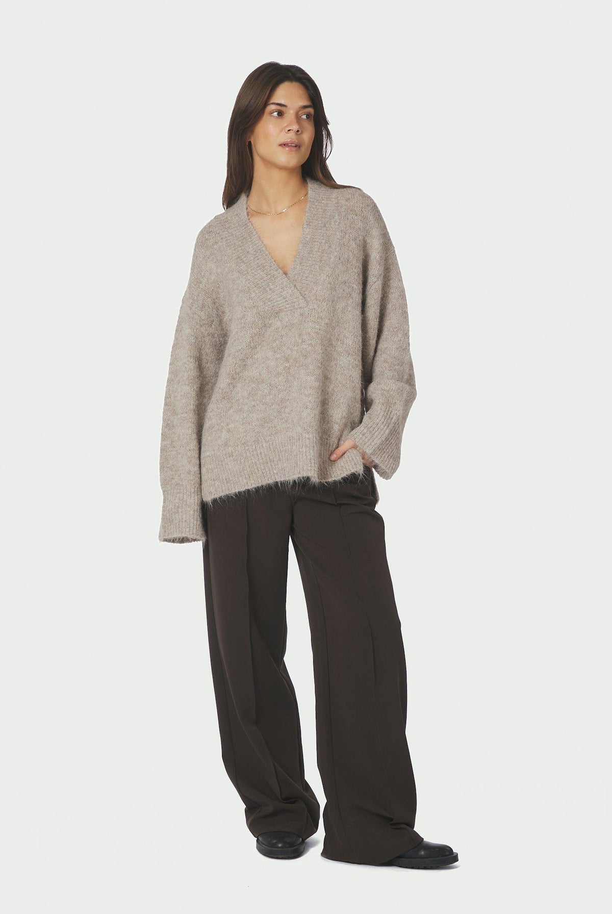 Melli Fluffy Knit Blouse BEIGE MELANGE - 167715