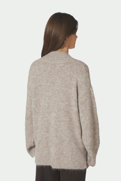 Melli Fluffy Knit Blouse BEIGE MELANGE - 167715 Thumbnail