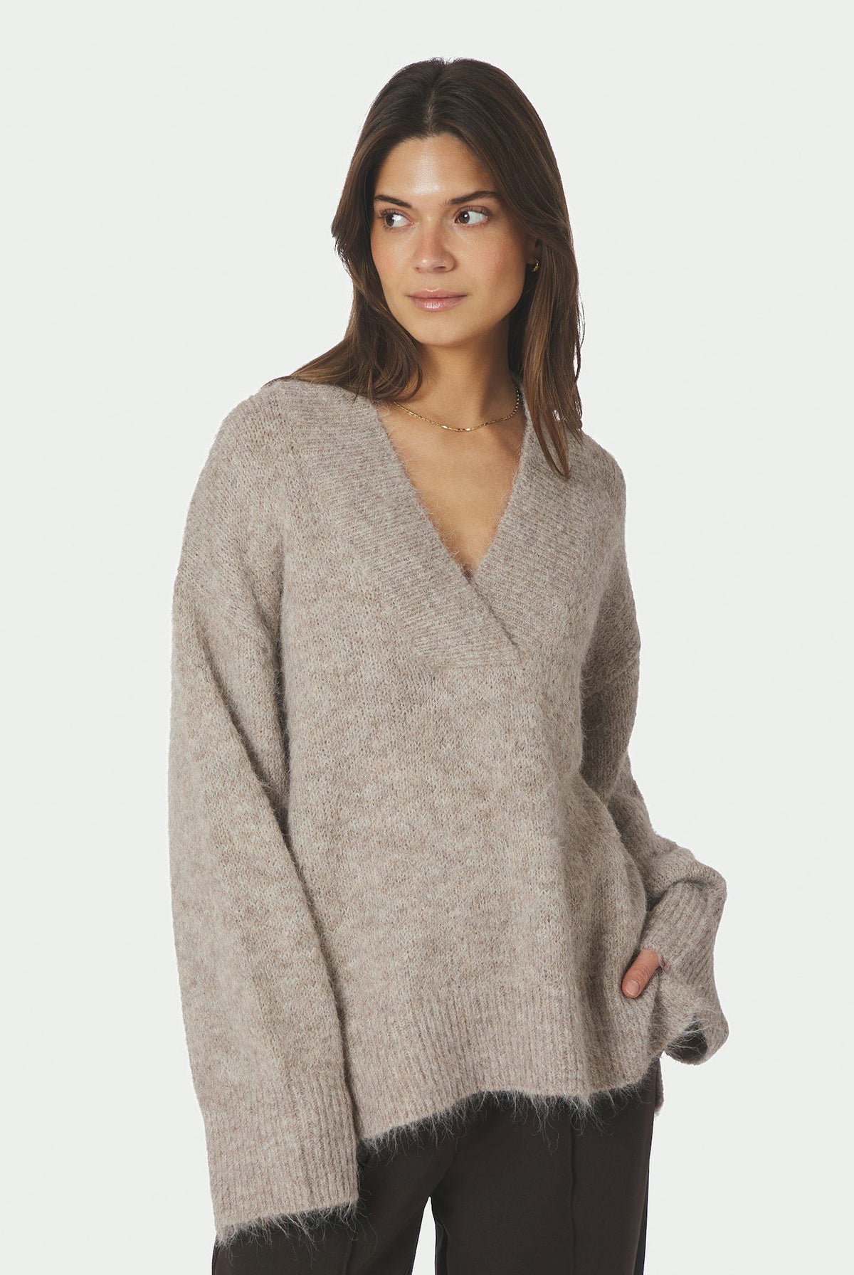 Melli Fluffy Knit Blouse BEIGE MELANGE - 167715