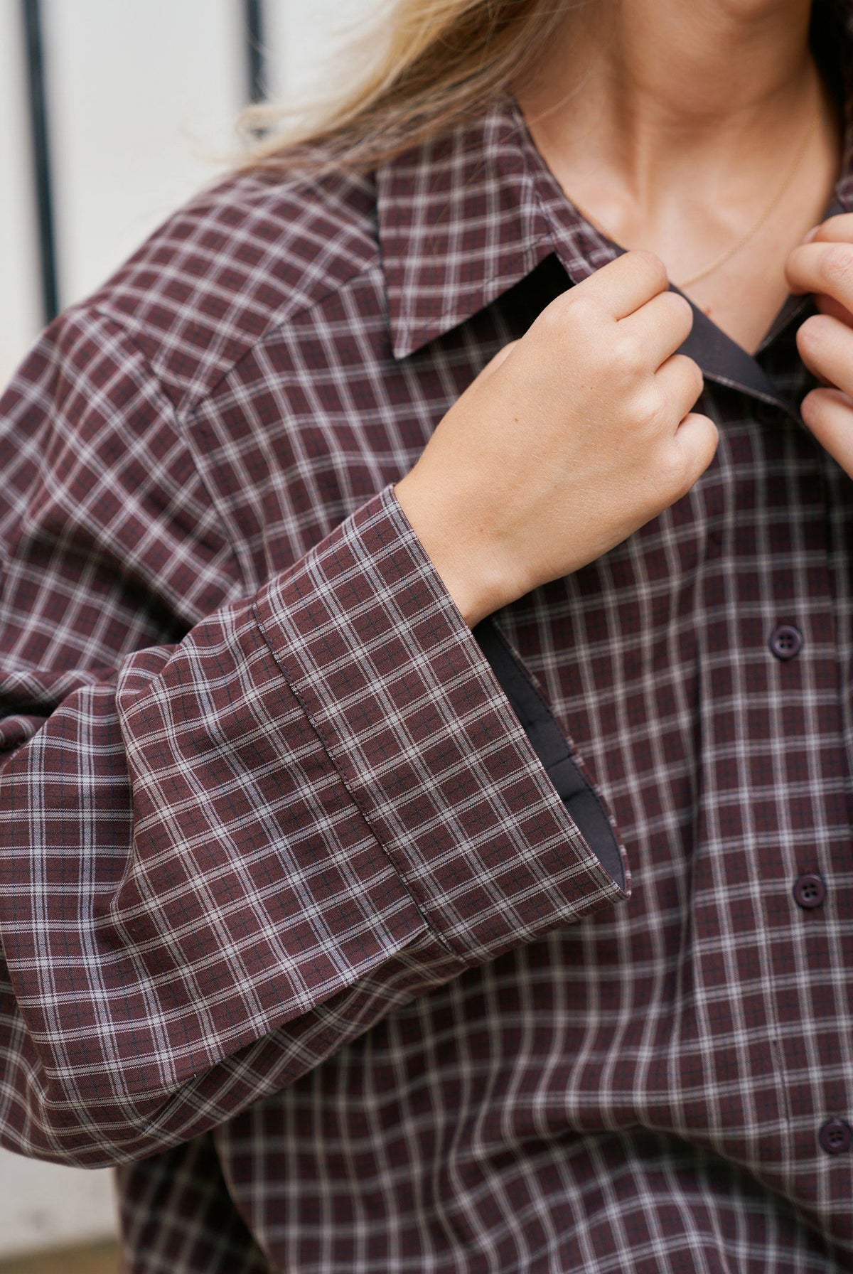 Anella Check Shirt Chocolate Plum - 170207