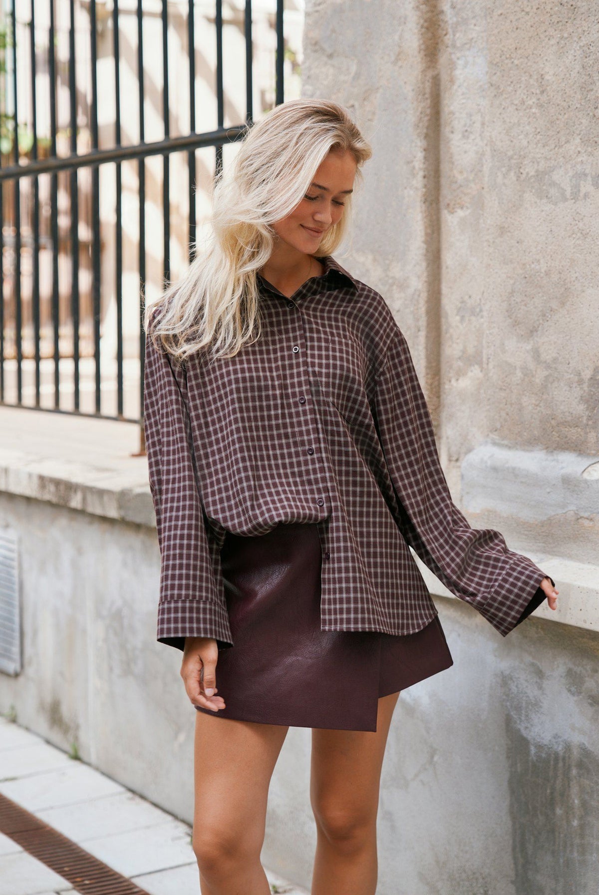 Anella Check Shirt Chocolate Plum - 170207