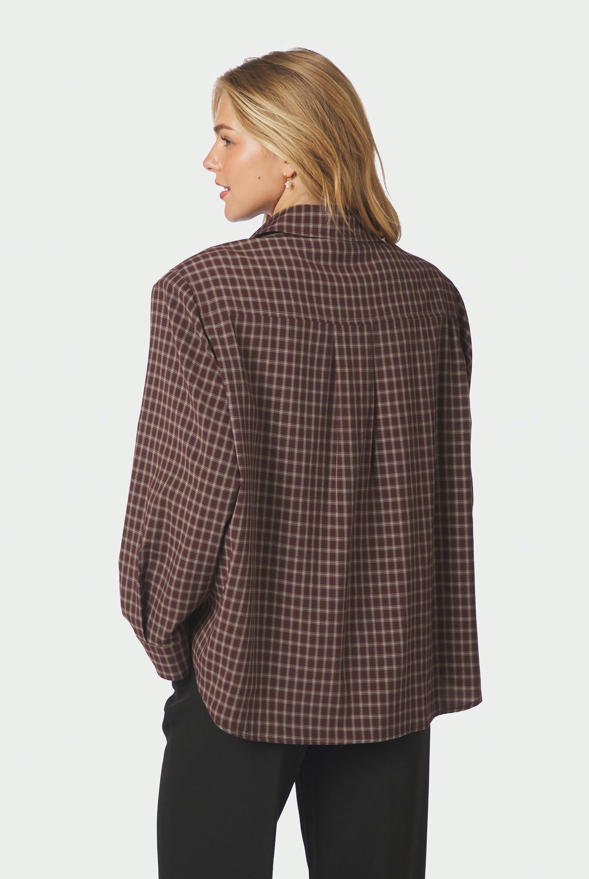 Anella Check Shirt Chocolate Plum - 170207