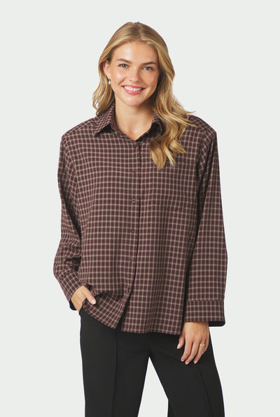 Anella Check Shirt Chocolate Plum - 170207 Thumbnail