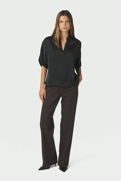 Anelle Heavy Sateen Blouse Black - 168286 Thumbnail