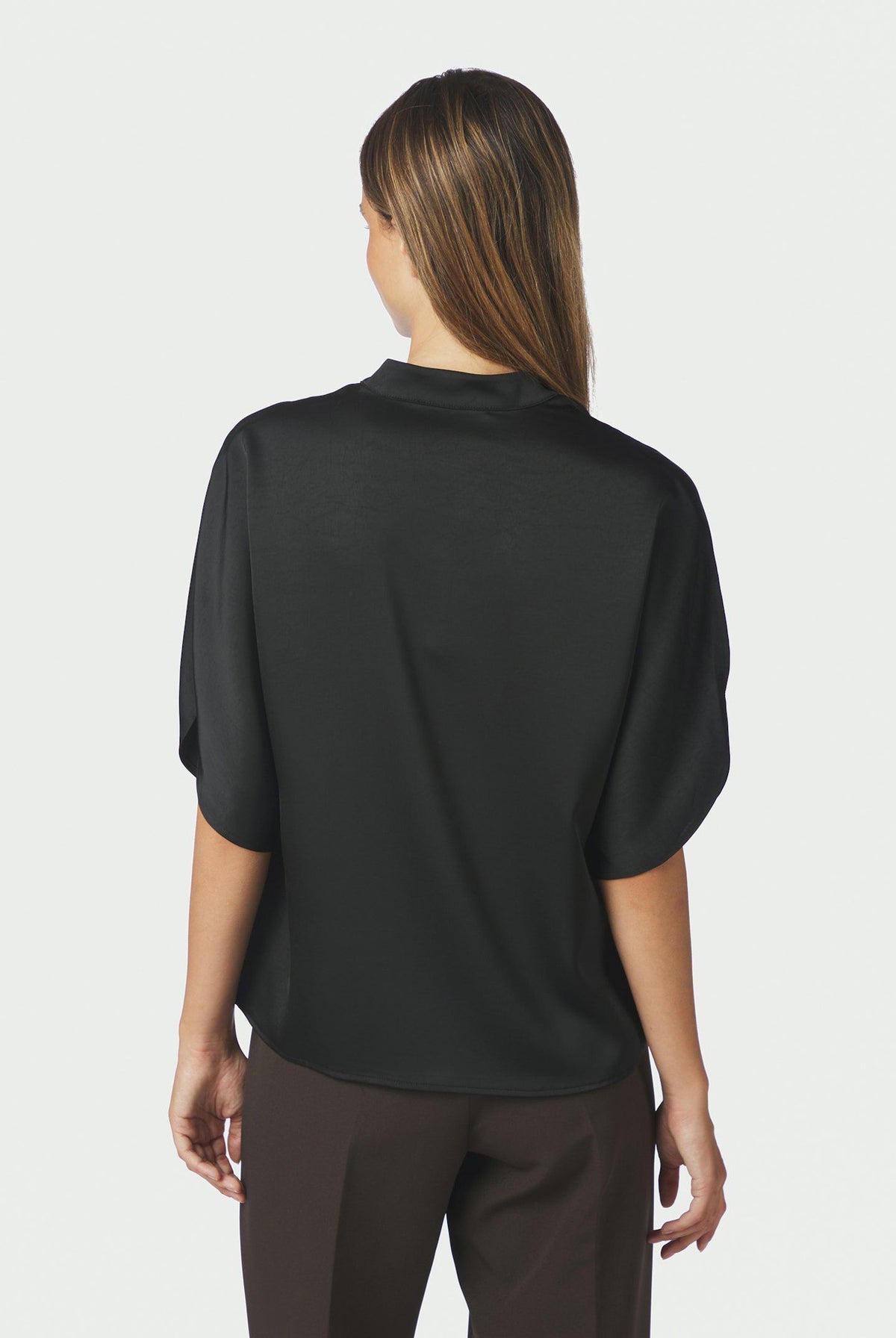 Anelle Heavy Sateen Blouse Black - 168286