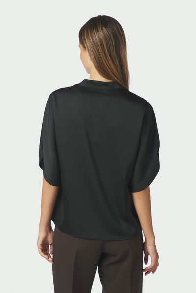Anelle Heavy Sateen Blouse Black - 168286 Thumbnail